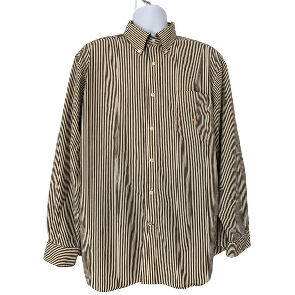 Nautica Other - Nautica Men's Top Button Up Long Sleeve Shirt Yellow Blue Striped Pocket XL